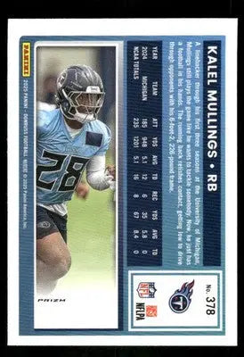 2025 Panini Donruss Optic Kalel Mullings #378 Red Football - Football Card Single