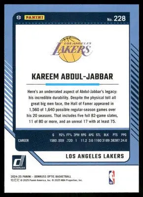 2025 Panini Donruss Optic Kareem Abdul-Jabbar #228 Basketball - Basketball Card Single