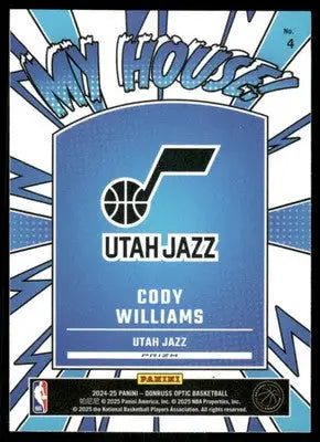 2025 Panini Donruss Optic My House! Cody Williams #4 RC Basketball - Basketball Card Single
