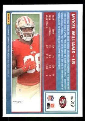2025 Panini Donruss Optic Mykel Williams #319 Pink Football - Football Card Single