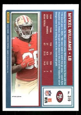 2025 Panini Donruss Optic Mykel Williams #319 Red Football - Football Card Single