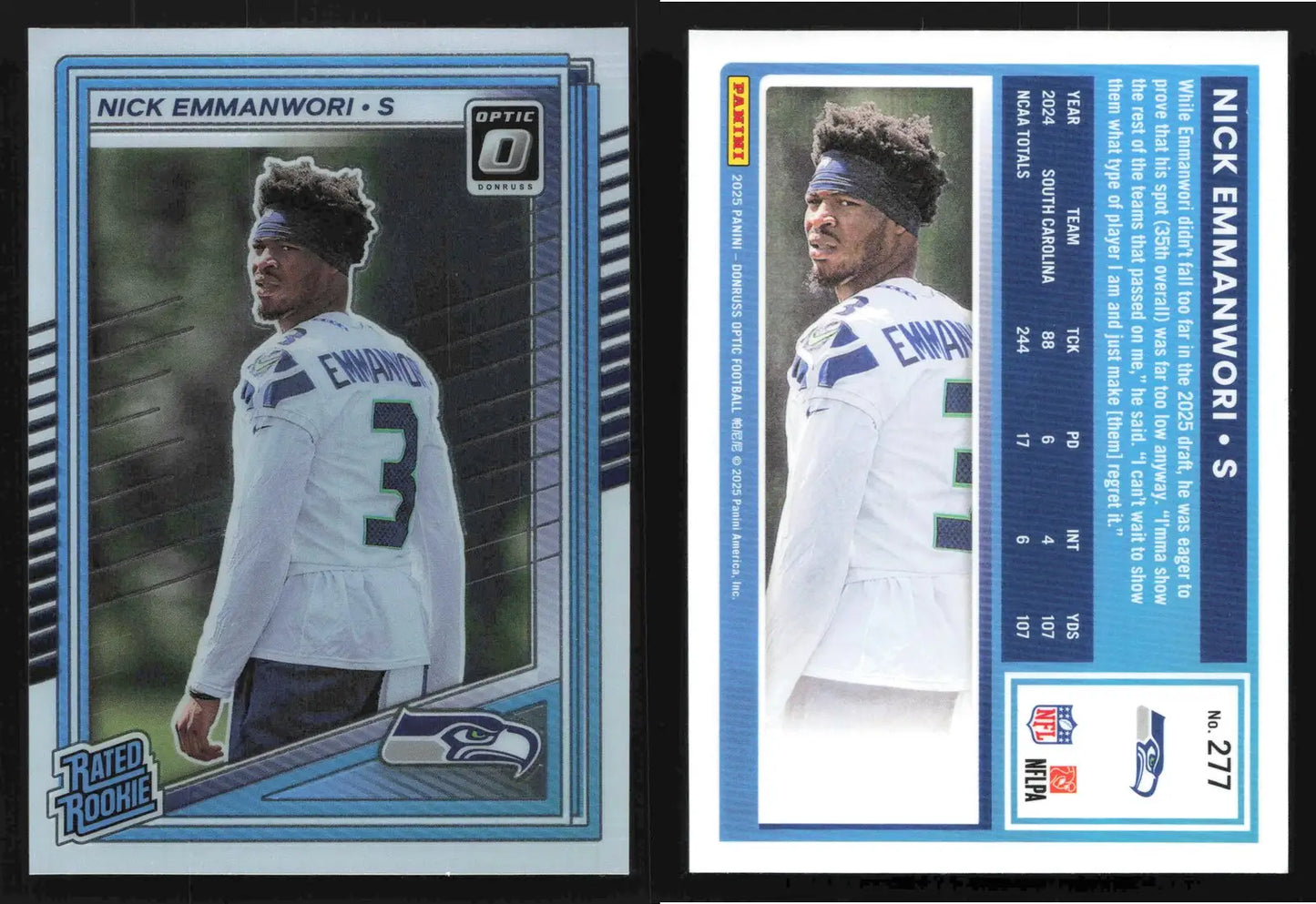 2025 Panini Donruss Optic NICK EMMANWORI #277 Optic Seattle Seahawks RC - Football Card Single