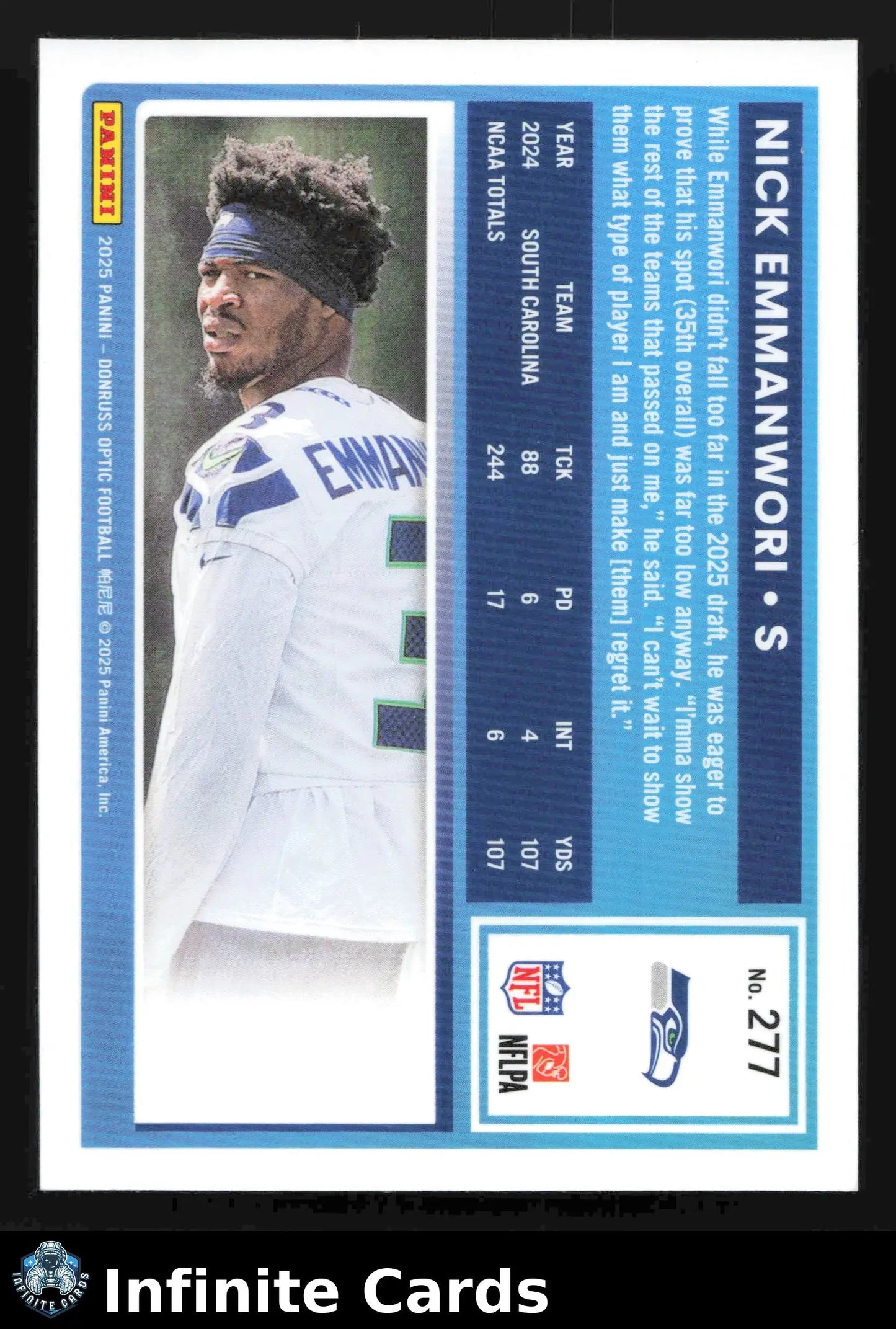 2025 Panini Donruss Optic NICK EMMANWORI #277 Optic Seattle Seahawks RC - Football Card Single