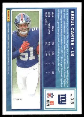 2025 Panini Donruss Optic Rated Rookie Abdul Carter #315 Pink Football - Football Card Single