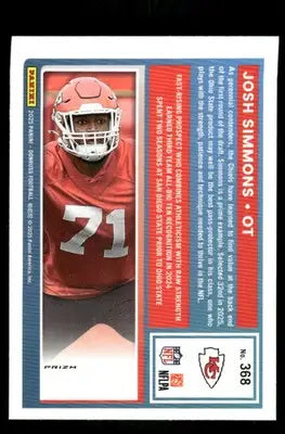 2025 Panini Donruss Optic Rated Rookie Josh Simmons #368 Red Football - Football Card Single