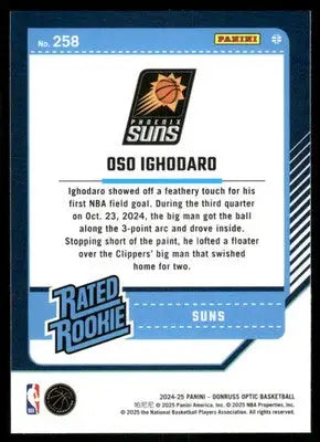 2025 Panini Donruss Optic Rated Rookie Oso Ighodaro #258 Basketball - Basketball Card Single