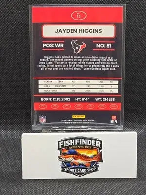 2025 Panini Donruss Optic Red Black Rookie Jayden Higgins #13 - Football Card Single
