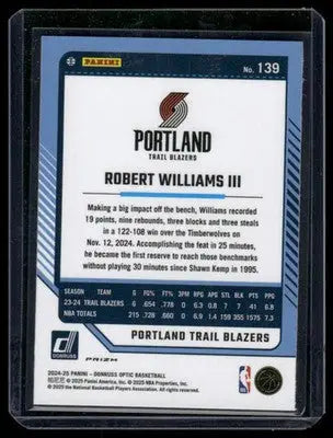 2025 Panini Donruss Optic Robert Williams III #139 Pink Basketball - Basketball Card Single