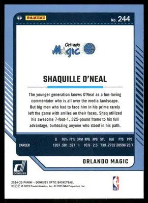 2025 Panini Donruss Optic Shaquille O’Neal #244 Basketball - Basketball Card Single