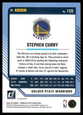 2025 Panini Donruss Optic Stephen Curry #155 Pink Basketball - Basketball Card Single