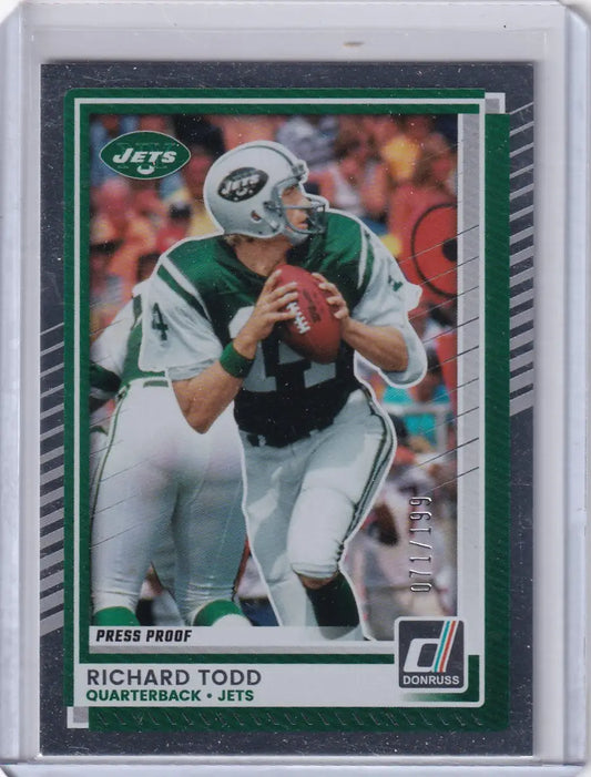2025 Panini Donruss Press Proof 71/199 #14 Richard Todd - New York Jets - Football Card Single