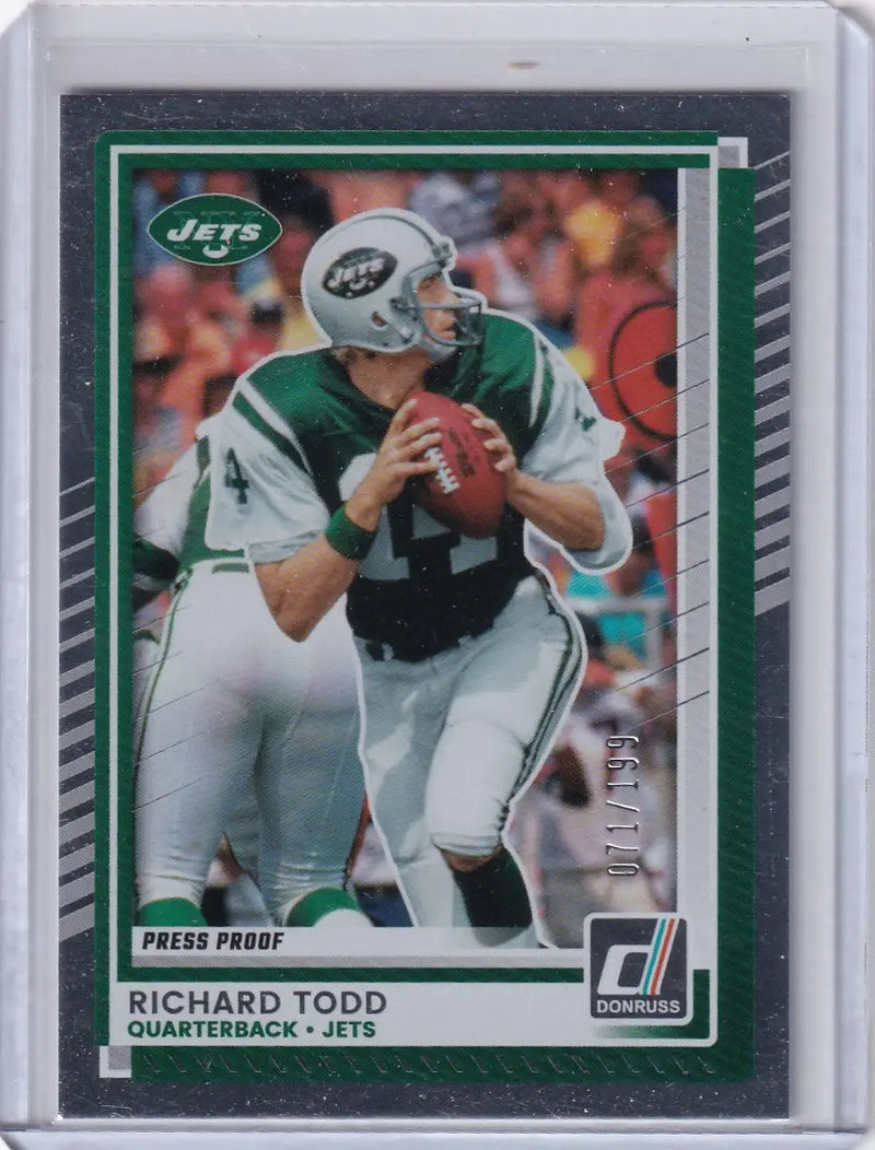 2025 Panini Donruss Press Proof 71/199 #14 Richard Todd - New York Jets - Football Card Single