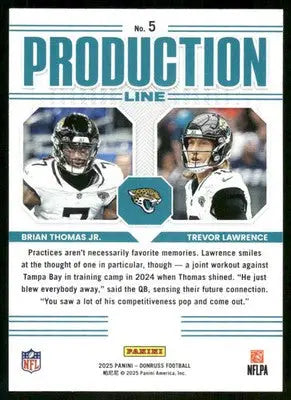 2025 Panini Donruss Production Line Trevor Lawrence Brian Thomas Jr. #5 Football - Football Card Single