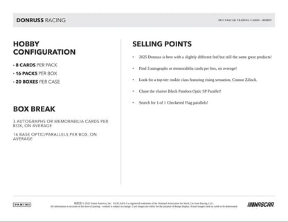 2025 Panini Donruss Racing Hobby Box | Columbia Sports Cards & More - Sports Card Hobby Boxes