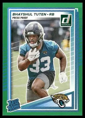 2025 Panini Donruss Rated Rookie Bhayshul Tuten #333 Press Proof Green Football - Football Card Single