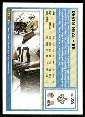 2025 Panini Donruss Rated Rookie Devin Neal #359 Press Proof Green Football - Football Card Single