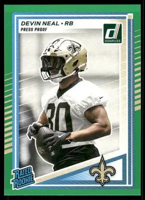 2025 Panini Donruss Rated Rookie Devin Neal #359 Press Proof Green Football - Football Card Single