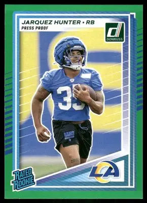 2025 Panini Donruss Rated Rookie Jarquez Hunter #352 Press Proof Green Football - Football Card Single