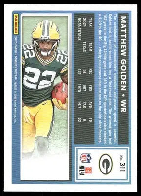 2025 Panini Donruss Rated Rookie Matthew Golden #311 Football - Football Card Single