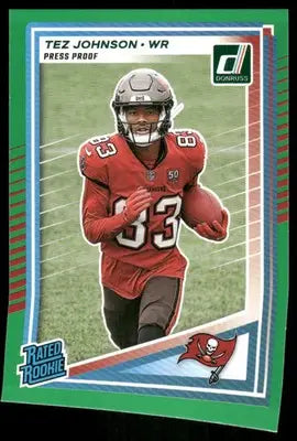 2025 Panini Donruss Rated Rookie Tez Johnson #313 Press Proof Green Football - Football Card Single