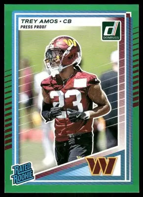 2025 Panini Donruss Rated Rookie Trey Amos #369 Press Proof Green Football - Football Card Single