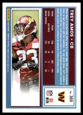 2025 Panini Donruss Rated Rookie Trey Amos #369 Press Proof Green Football - Football Card Single