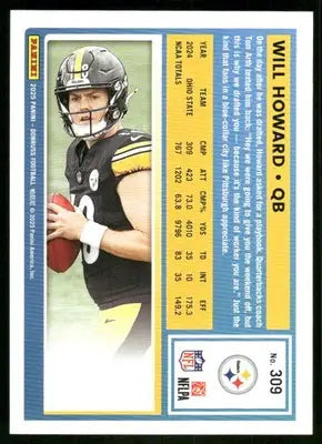 2025 Panini Donruss Rated Rookie Will Howard #309 Press Proof Green Football - Football Card Single