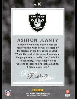 2025 Panini Donruss Rated Rookies Retro Ashton Jeanty #10 Football - Football Card Single