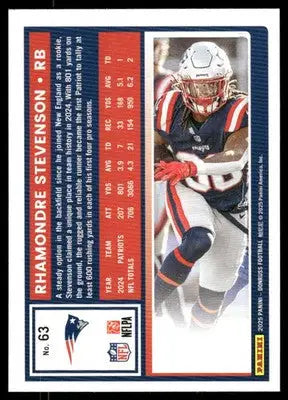 2025 Panini Donruss Rhamondre Stevenson #63 Football - Football Card Single