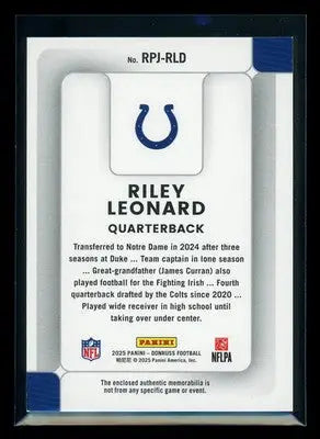 2025 Panini Donruss Rookie Phenom Jerseys Riley Leonard #RPJ-RLD Jersey Patch