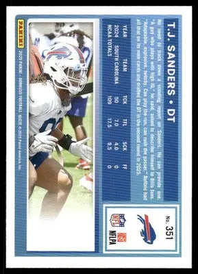 2025 Panini Donruss T.J. Sanders #351 Football - Football Card Single