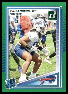 2025 Panini Donruss T.J. Sanders #351 Press Proof Green Football - Football Card Single