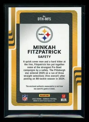 2025 Panini Donruss Threads Minkah Fitzpatrick #DTH-MFS Relic Patch Football