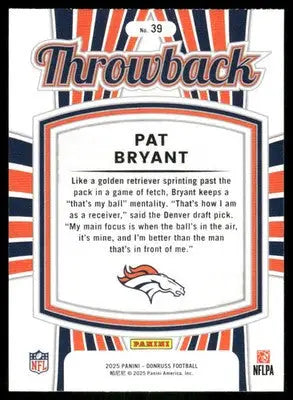 2025 Panini Donruss Throwback Pat Bryant #39 Football - Football Card Single
