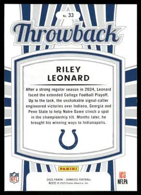 2025 Panini Donruss Throwback Riley Leonard #33 Football - Football Card Single