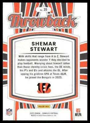2025 Panini Donruss Throwback Shemar Stewart #35 Football - Football Card Single