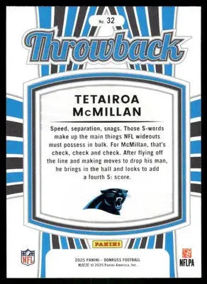2025 Panini Donruss Throwback Tetairoa McMillan #32 Football - Football Card Single