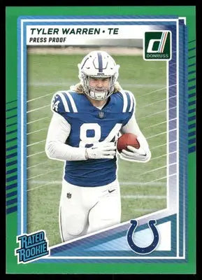 2025 Panini Donruss Tyler Warren #337 Press Proof Green Football - Football Card Single