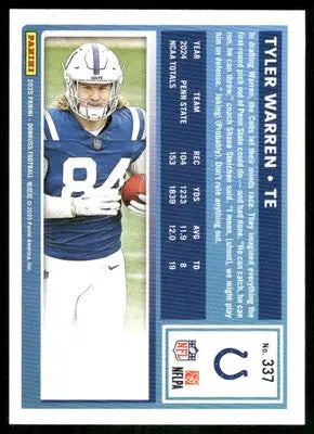 2025 Panini Donruss Tyler Warren #337 Press Proof Green Football - Football Card Single