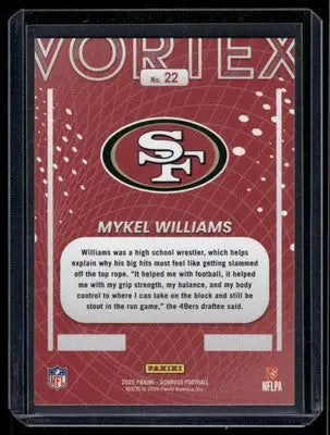 2025 Panini Donruss Vortex Mykel Williams #22 RC Football - Football Card Single