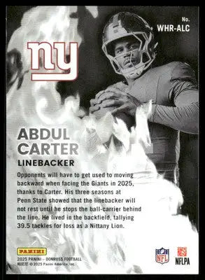 2025 Panini Donruss White Hot Rookies Abdul Carter #WHR-ALC RC Football - Football Card Single
