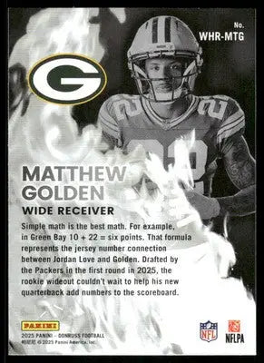 2025 Panini Donruss White Hot Rookies Matthew Golden #WHR-MTG RC Football - Football Card Single