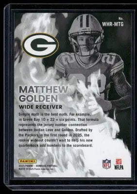 2025 Panini Donruss White Hot Rookies Matthew Golden #WHR-MTG RC Football - Football Card Single