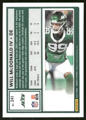 2025 Panini Donruss Will McDonald IV #241 Football - Football Card Single