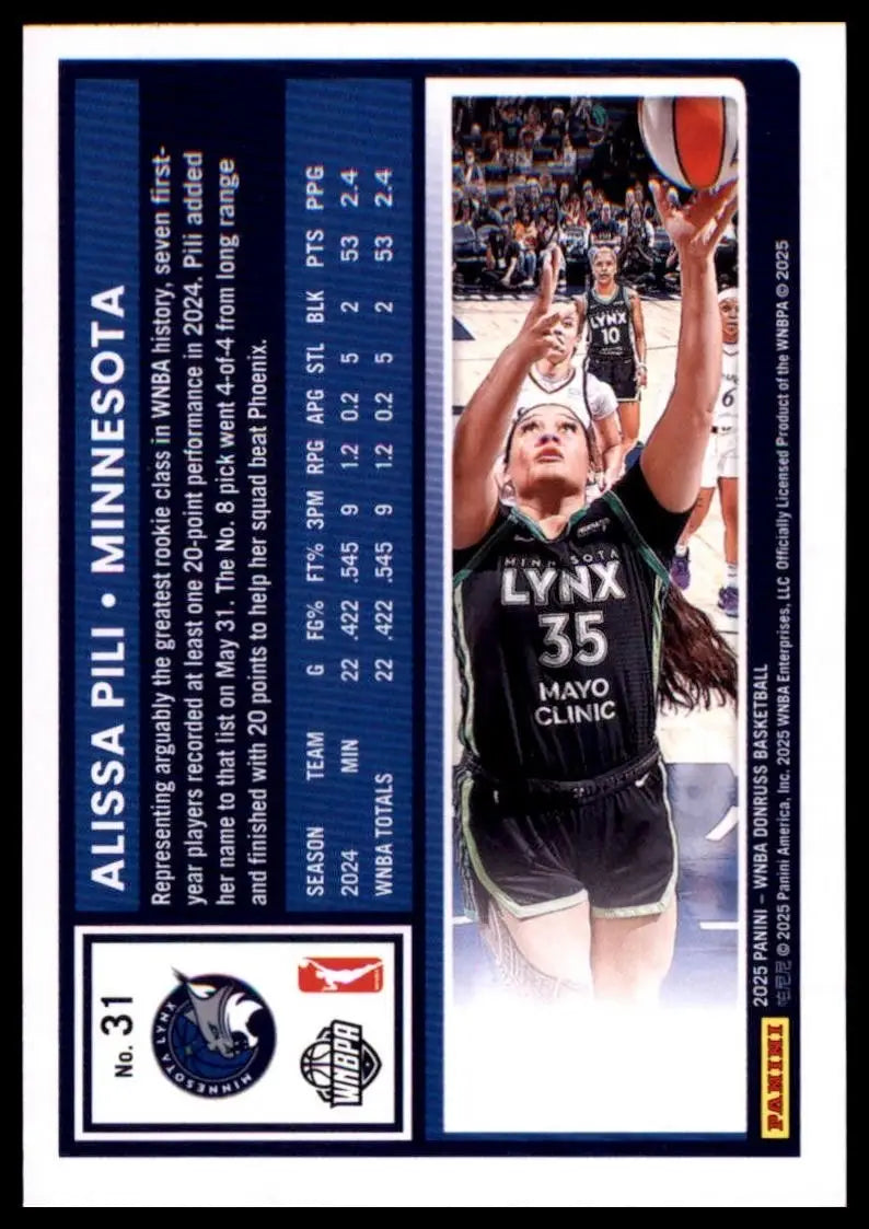 2025 Panini Donruss WNBA - Alissa Pili #31 - Basketball Card Single