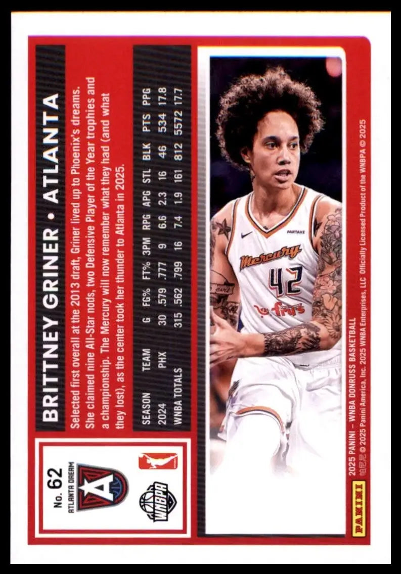 2025 Panini Donruss WNBA - Brittney Griner #62 - Basketball Card Single