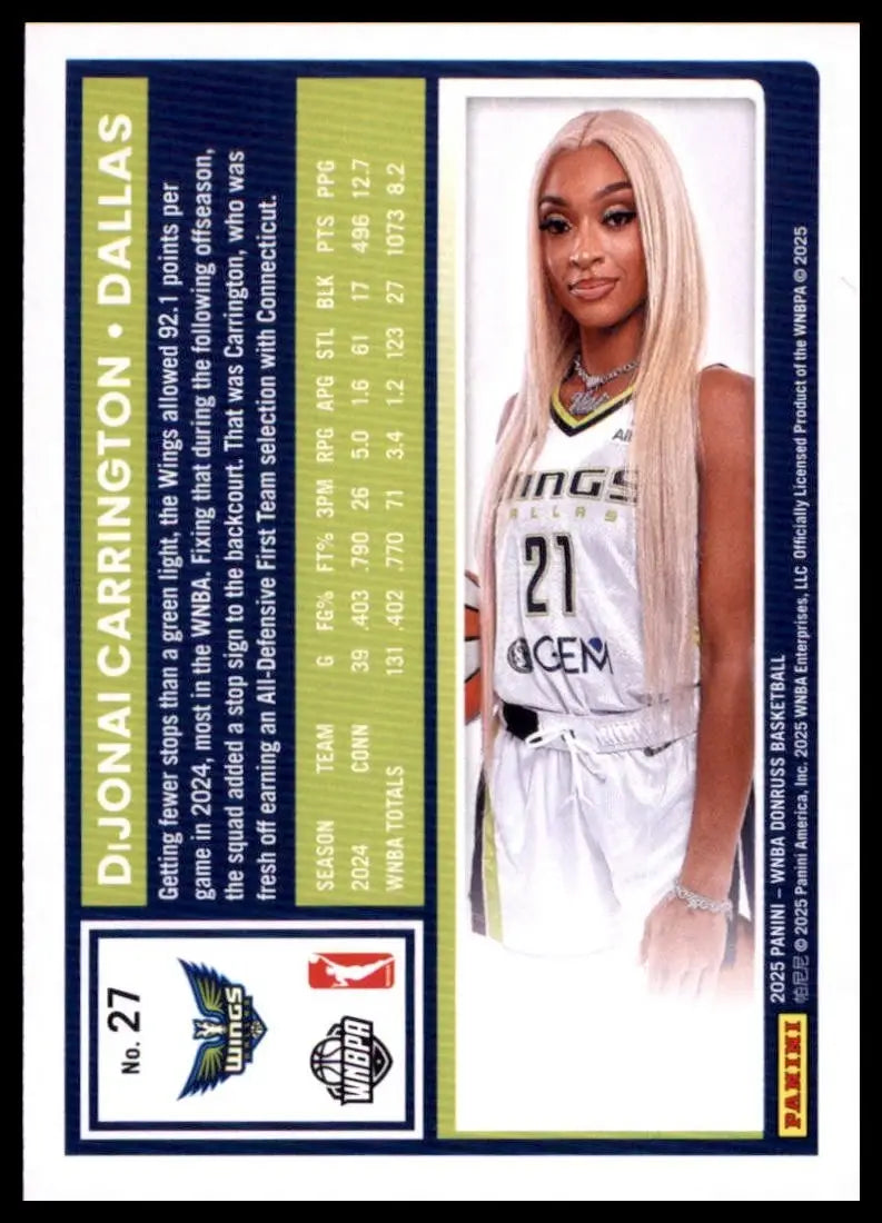 2025 Panini Donruss WNBA - DiJonai Carrington #27 - Basketball Card Single