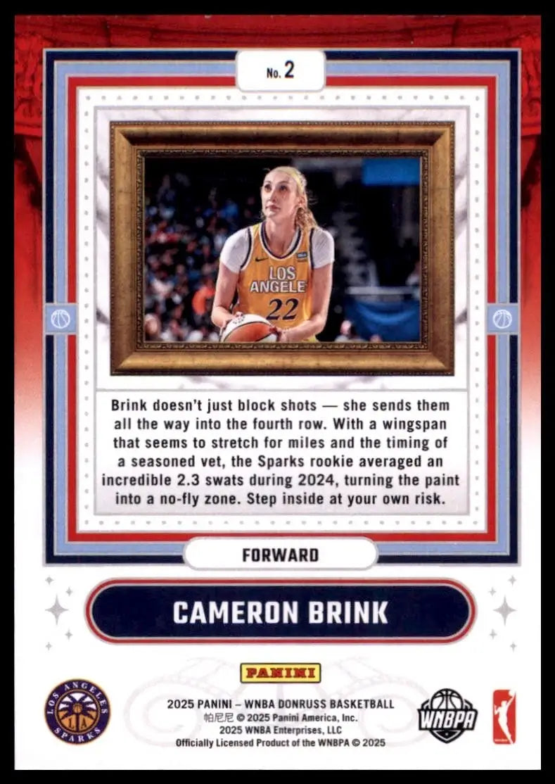 2025 Panini Donruss WNBA - Franchise Features Cameron Brink #2 - Basketball Card Single