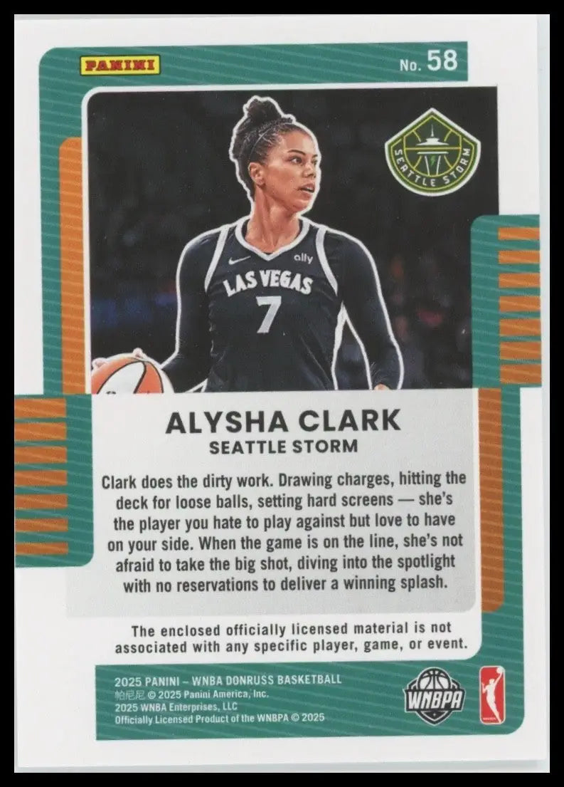 2025 Panini Donruss WNBA - Jersey Series Alysha Clark #58 (MEM) - Basketball Card Single