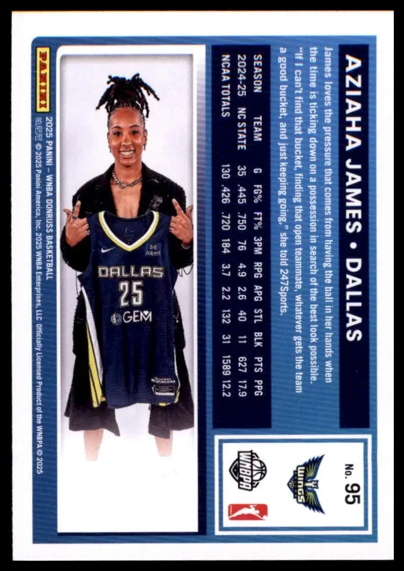 2025 Panini Donruss WNBA - Rated Rookie Aziaha James #95 (RC) - Basketball Card Single